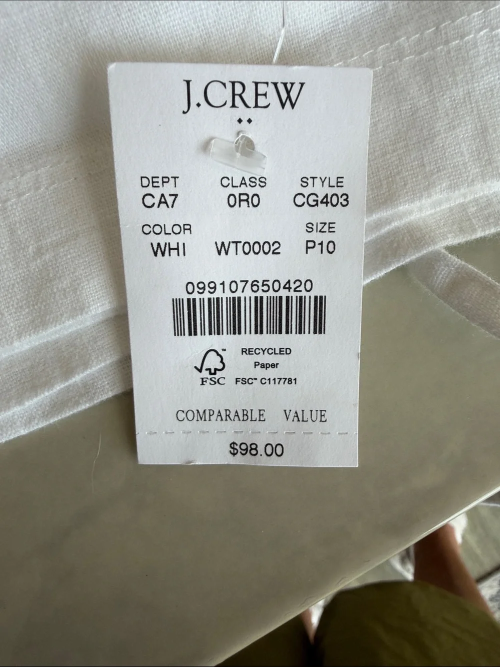 NWT! White linen pants J.Crew
